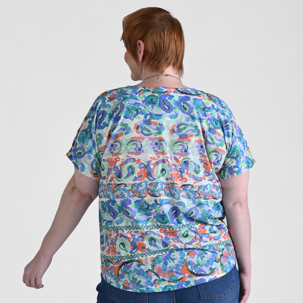 Paisley Stripe Print Short Sleeve Tee