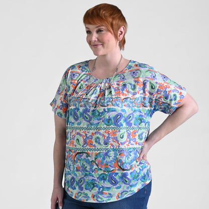 Paisley Stripe Print Short Sleeve Tee