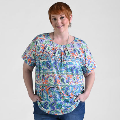 Paisley Stripe Print Short Sleeve Tee