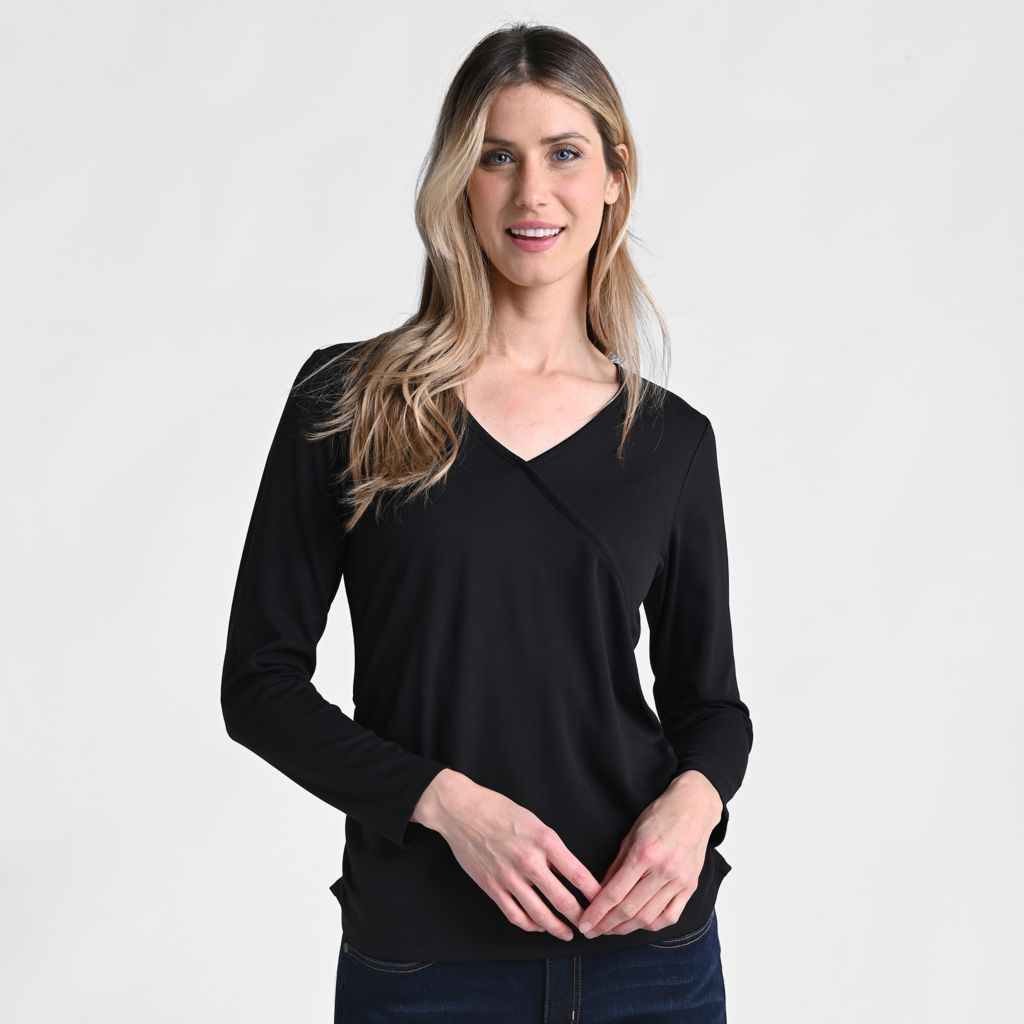 Faux Wrap Long Sleeve Tee