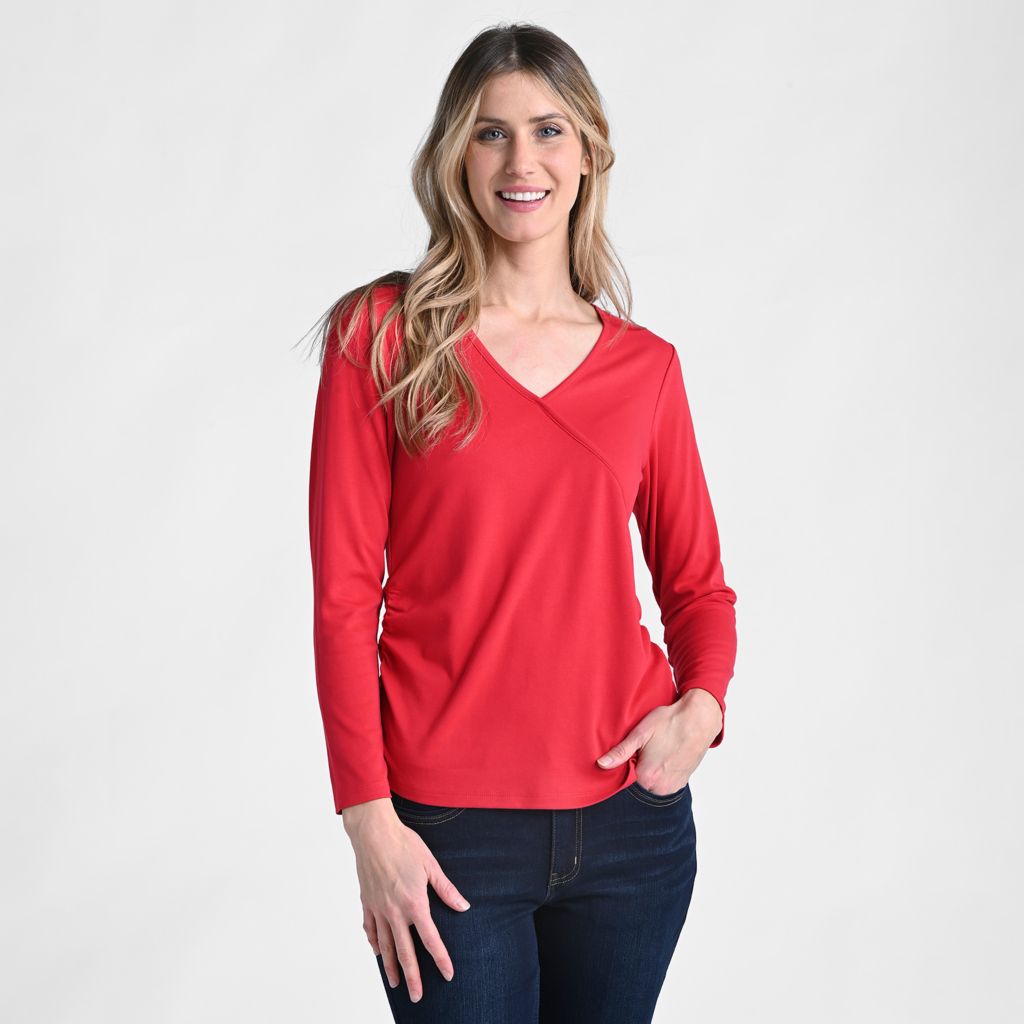 Faux Wrap Long Sleeve Tee