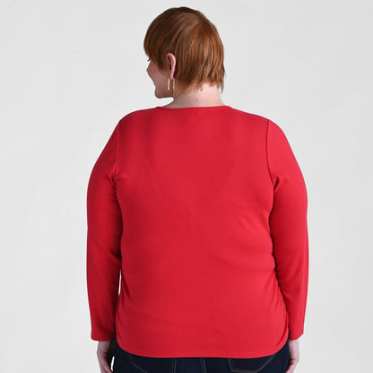 Faux Wrap Long Sleeve Tee