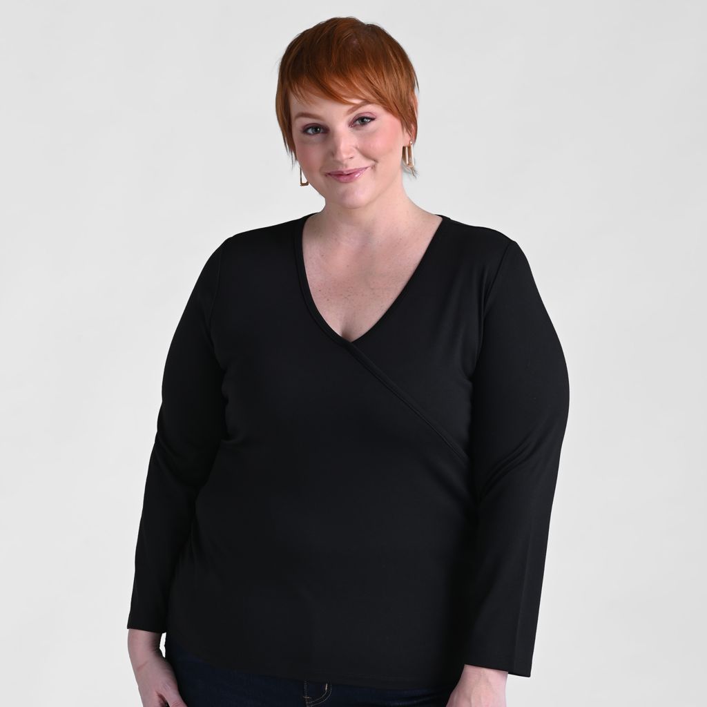 Faux Wrap Long Sleeve Tee