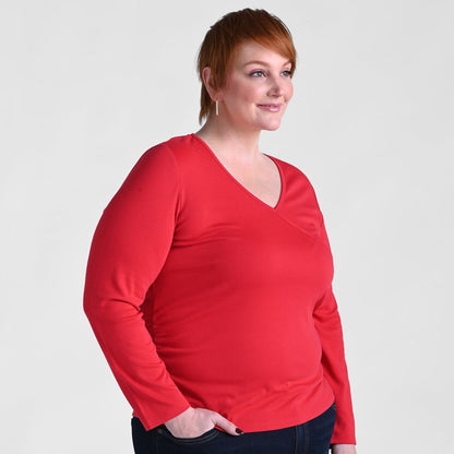 Faux Wrap Long Sleeve Tee