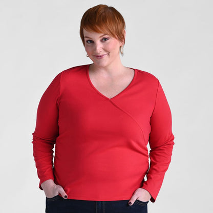 Faux Wrap Long Sleeve Tee