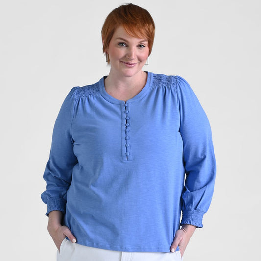 Shirring Detail Long Sleeve Top