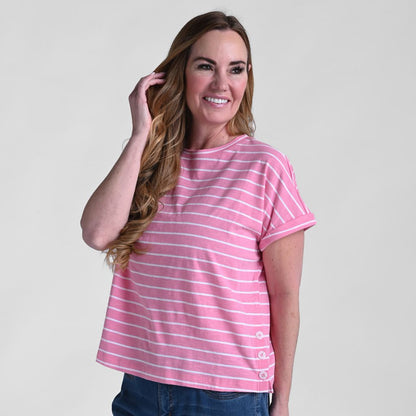 Button Hem Short Sleeve Tee