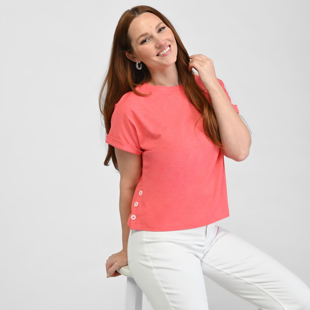 Button Hem Short Sleeve Tee