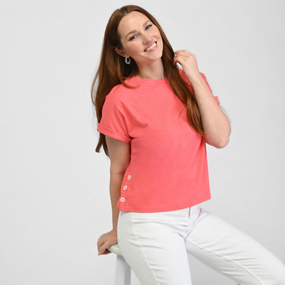 Button Hem Short Sleeve Tee