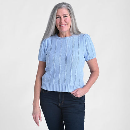 Pointelle Stitch Short Sleeve Sweater