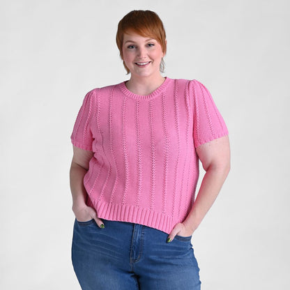 Pointelle Stitch Short Sleeve Sweater