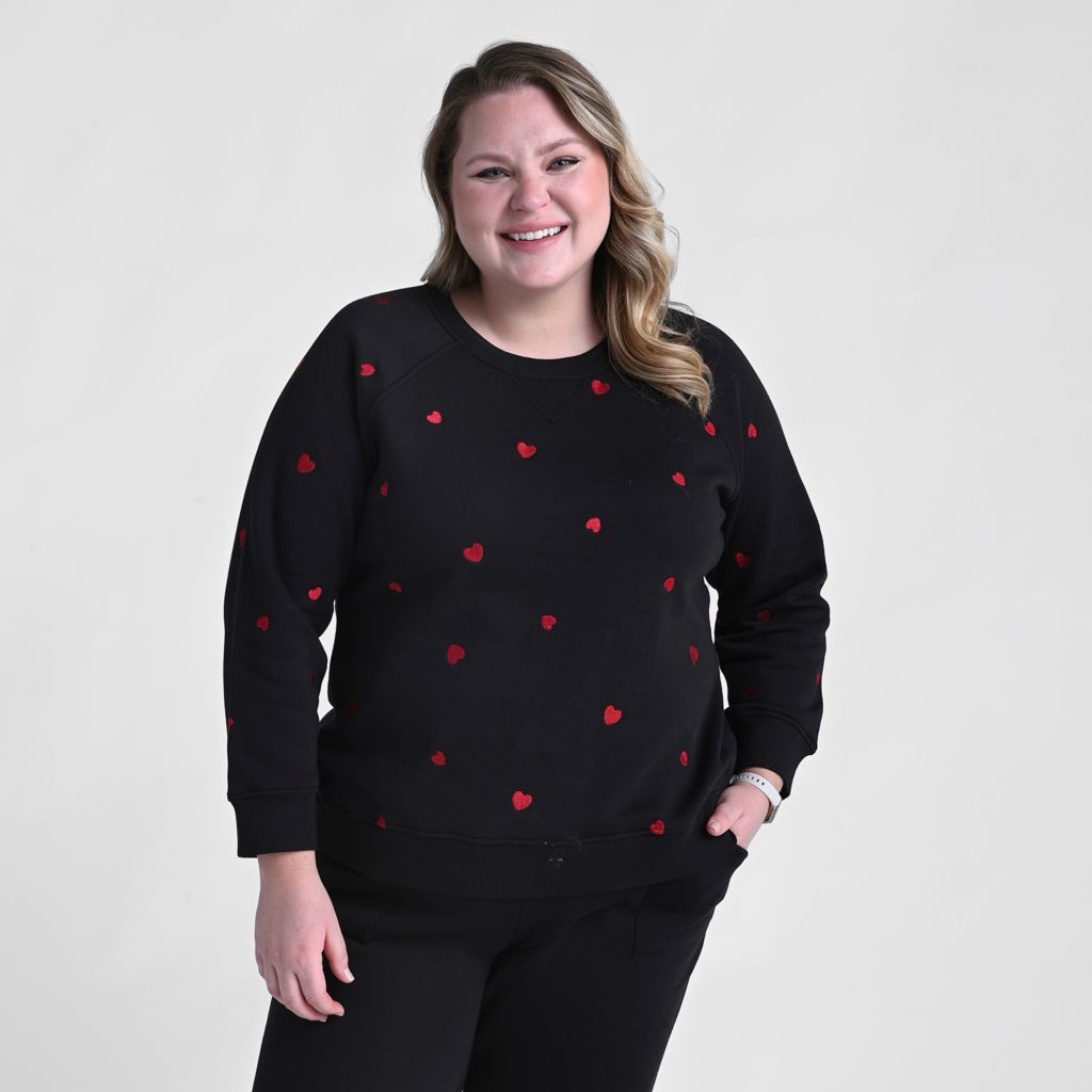 Relaxed Restyled Heart Embroidered Sweatshirt