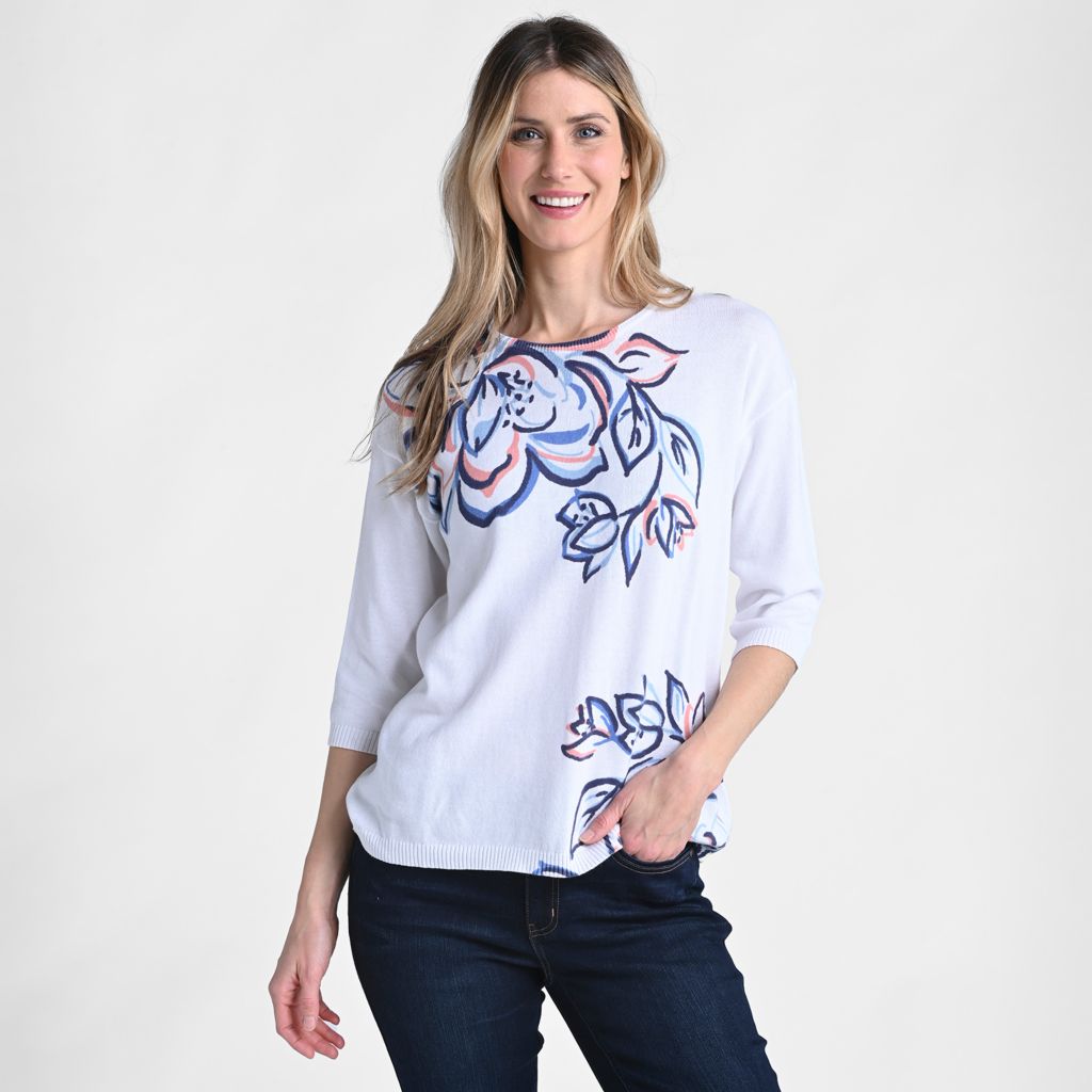 Printed Dolman Sleeve Sweater