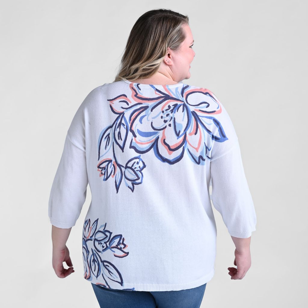 Printed Dolman Sleeve Sweater