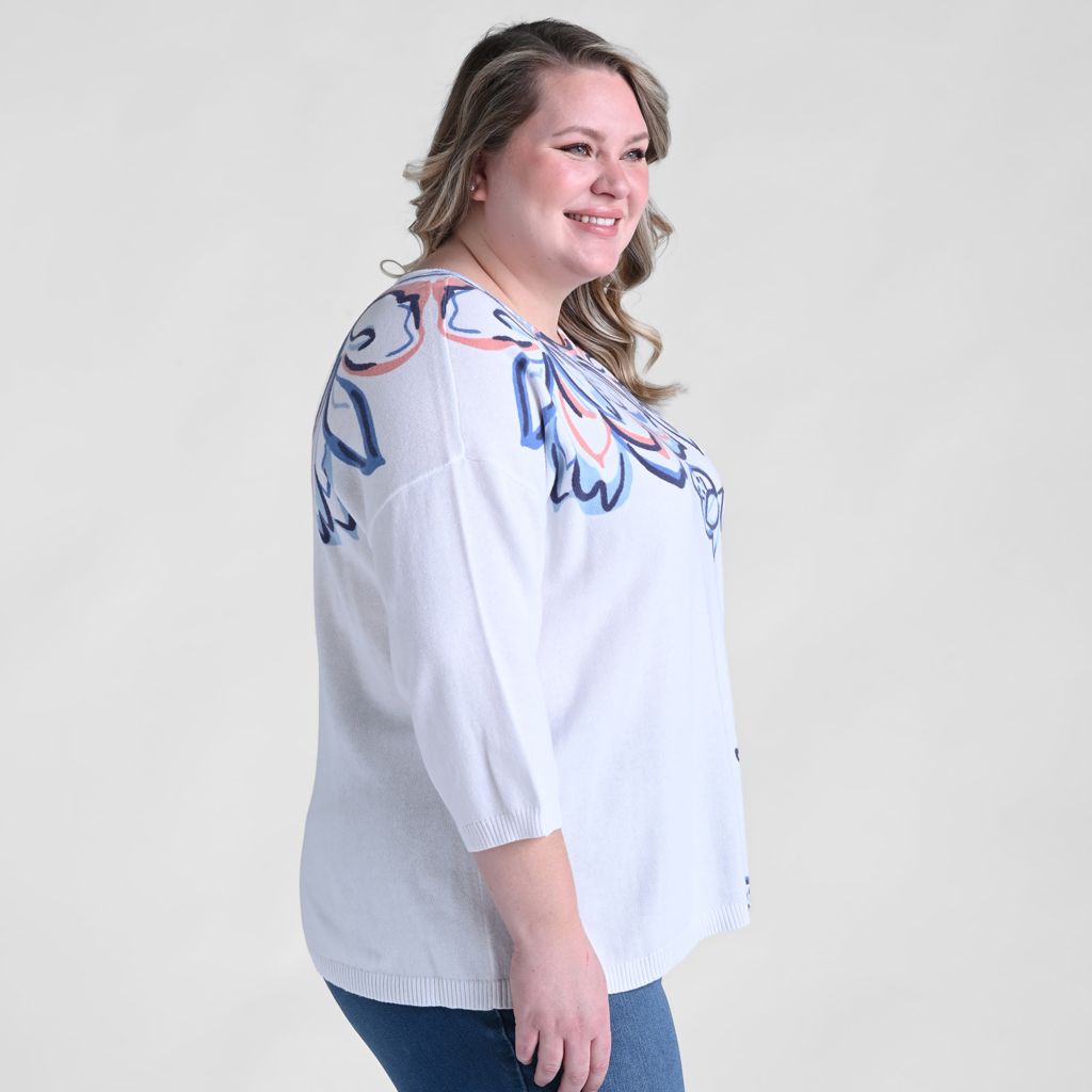 Printed Dolman Sleeve Sweater