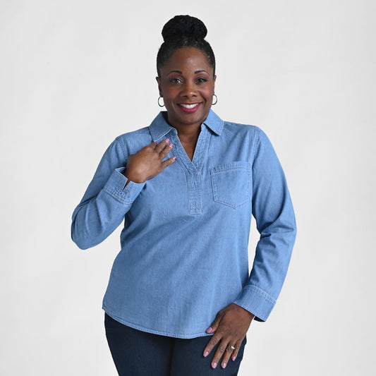 Long Sleeve Henley Neck Tunic