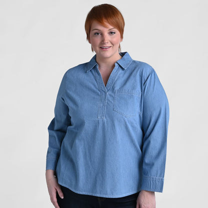 Long Sleeve Henley Neck Tunic