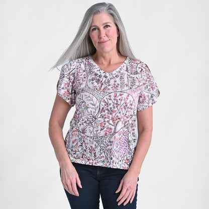Paisley Printed Tulip Sleeve Top