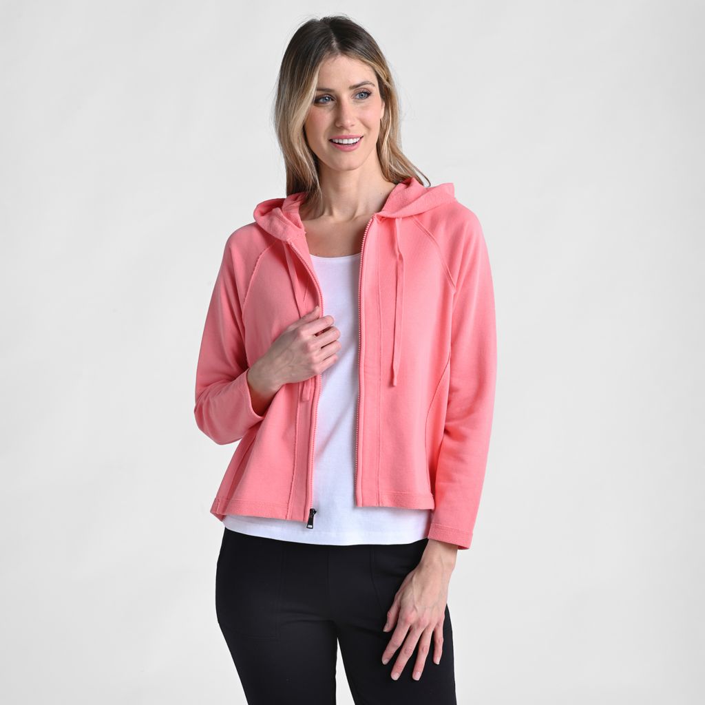 Relaxed Restyled French Terry Seamed Zip Up Jacket