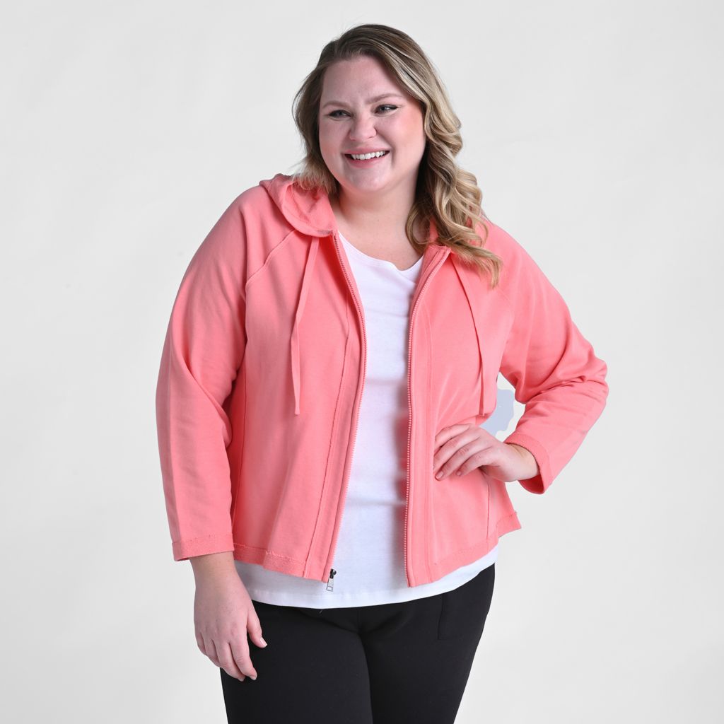 Relaxed Restyled French Terry Seamed Zip Up Jacket