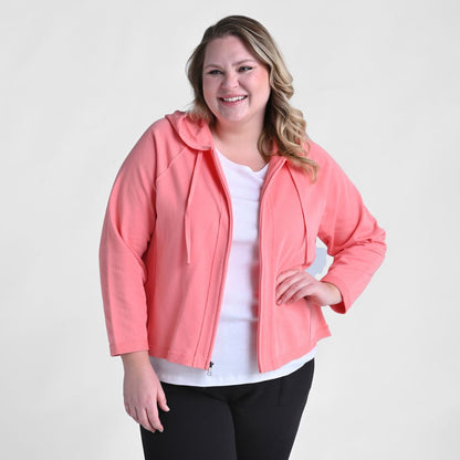 Relaxed Restyled French Terry Seamed Zip Up Jacket