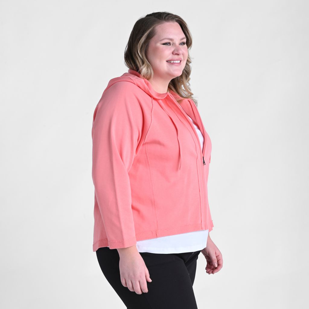 Relaxed Restyled French Terry Seamed Zip Up Jacket