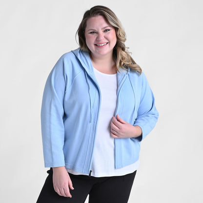 Relaxed Restyled French Terry Seamed Zip Up Jacket