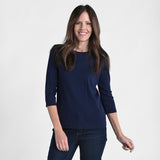 3/4 Sleeve Satin Trim Petite Perfect Tee