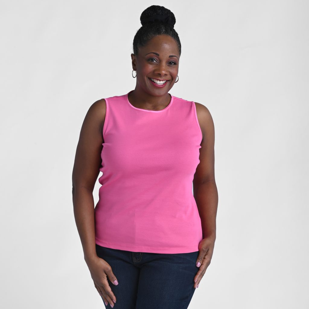 Sleeveless Crew Neck Satin Trim Missy Perfect Tank