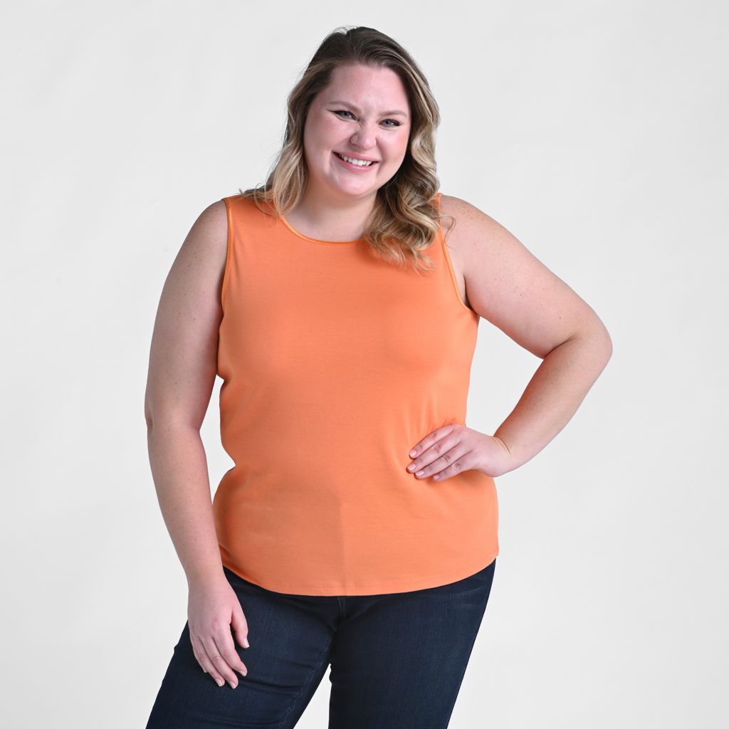 Sleeveless Crew Neck Satin Trim Perfect Tank