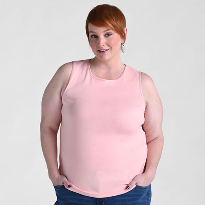 Sleeveless Crew Neck Satin Trim Perfect Tank