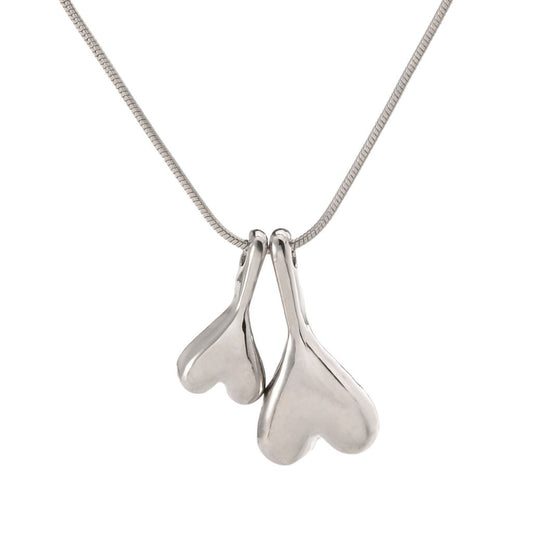 Double Heart Dainty Pendant Necklace