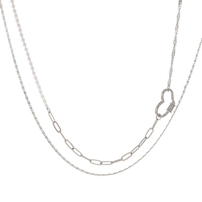 Multi Chain Sideways Heart Necklace