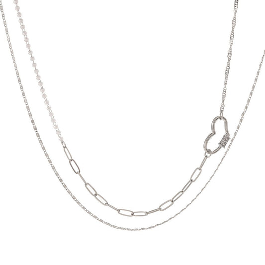 Multi Chain Sideways Heart Necklace