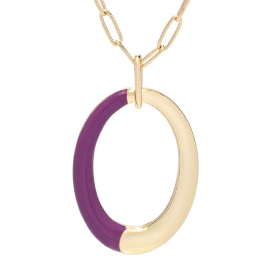Half Colored Oval Necklace