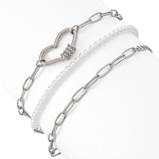 Multi Chain Sideways Heart Bracelet