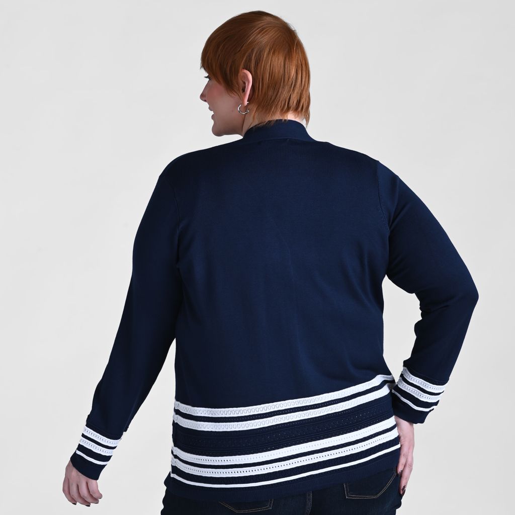 Border Striped Long Sleeve Cardigan