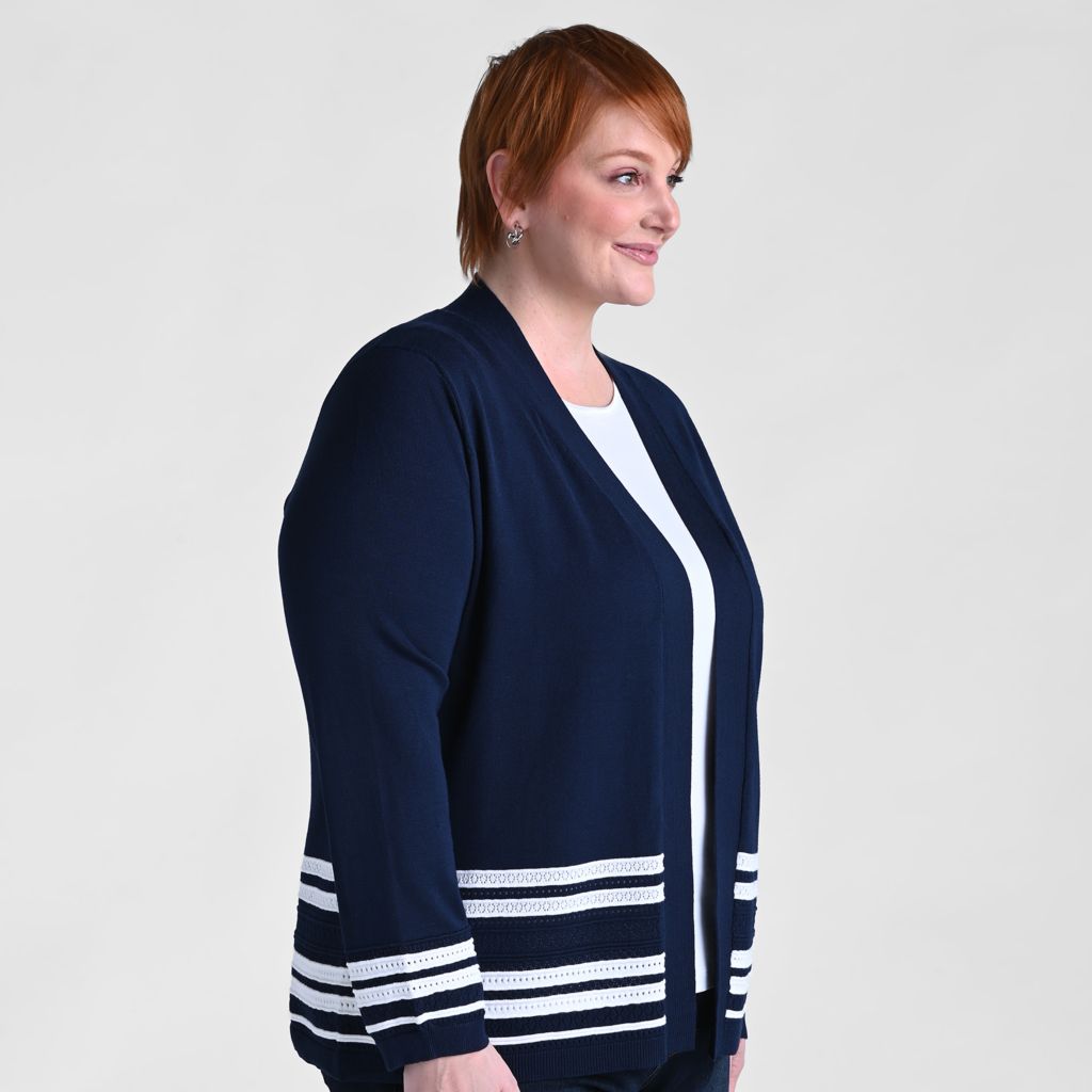Border Striped Long Sleeve Cardigan