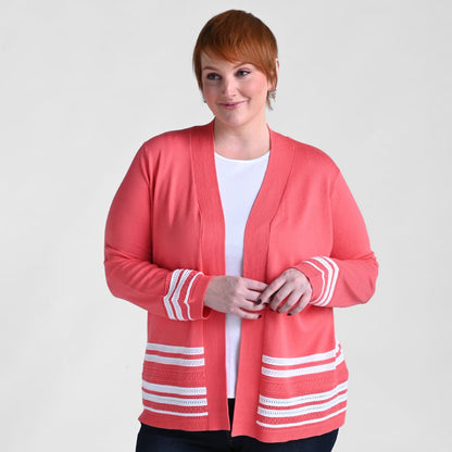 Border Striped Long Sleeve Cardigan