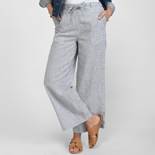 Pinstripe Linen Blend Relaxed Pant