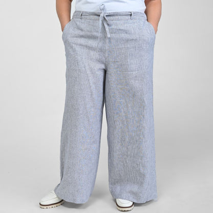 Pinstripe Linen Blend Relaxed Pant