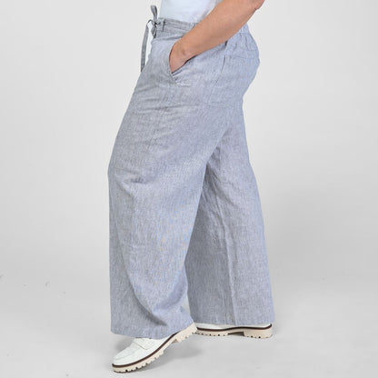 Pinstripe Linen Blend Relaxed Pant