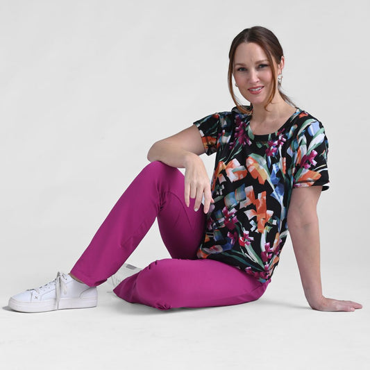 Relaxed Restyled Abstract Print Short Sleeve Tee