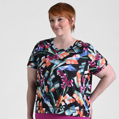 Relaxed Restyled Abstract Print Short Sleeve Tee