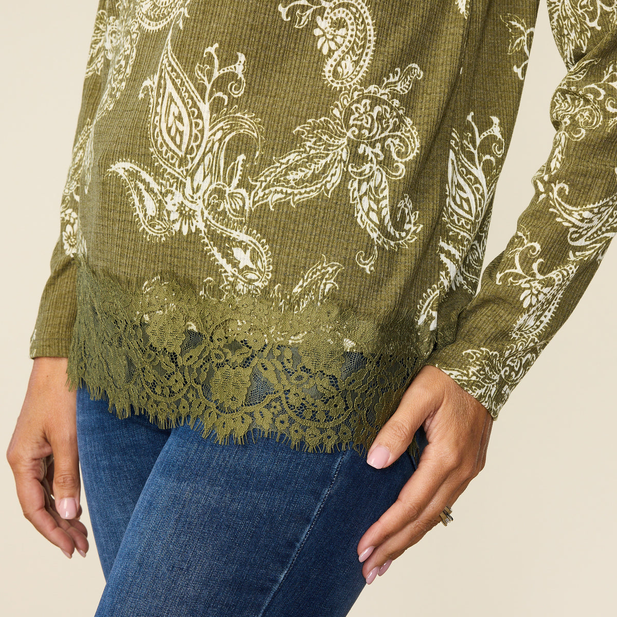 Green Moss Print Detail Missy