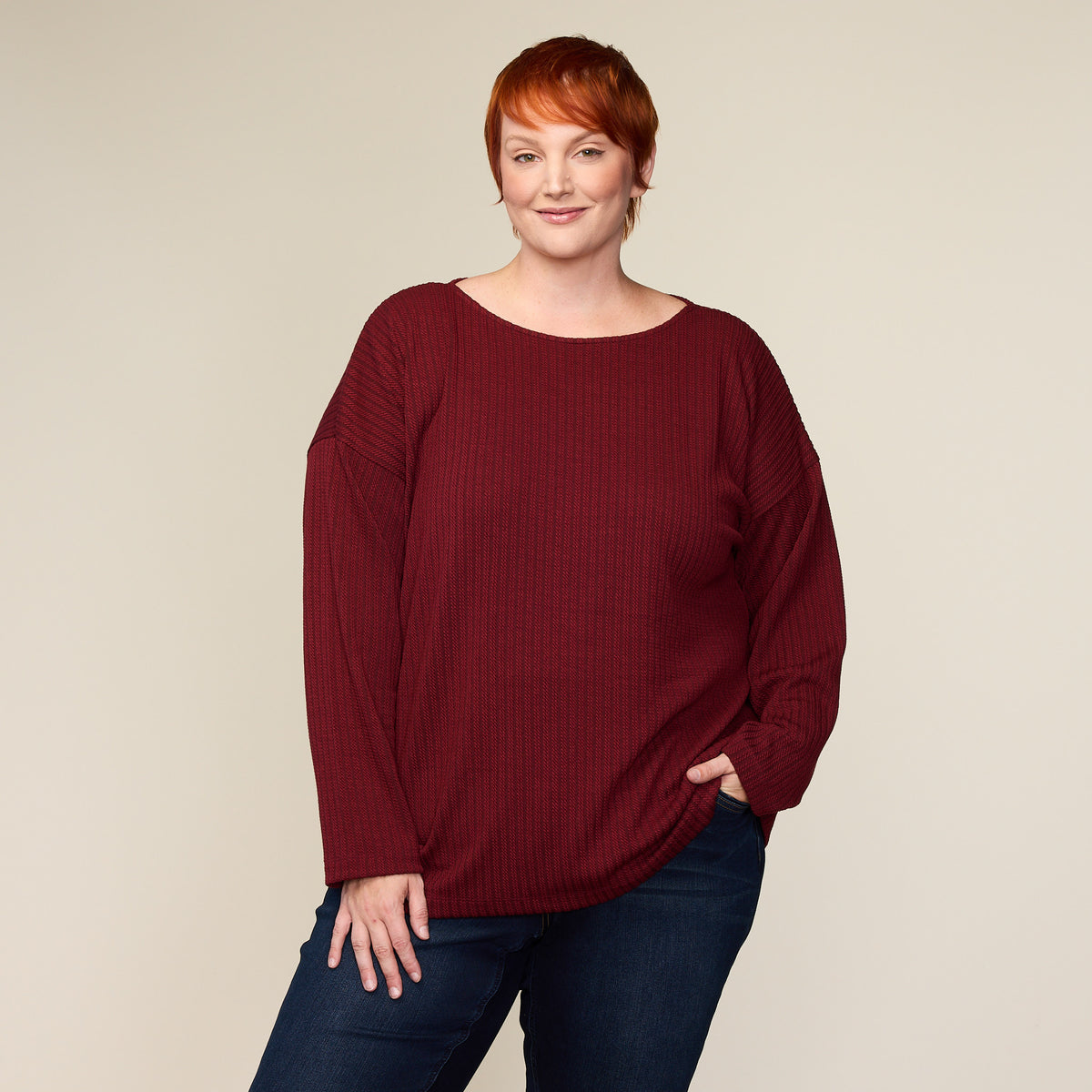 Burgundy Front Detail Women