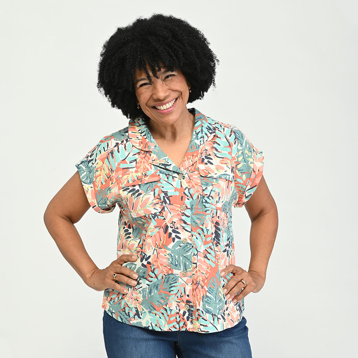 Button Front Linen Blend Short Sleeve Shirt – Christopher & Banks
