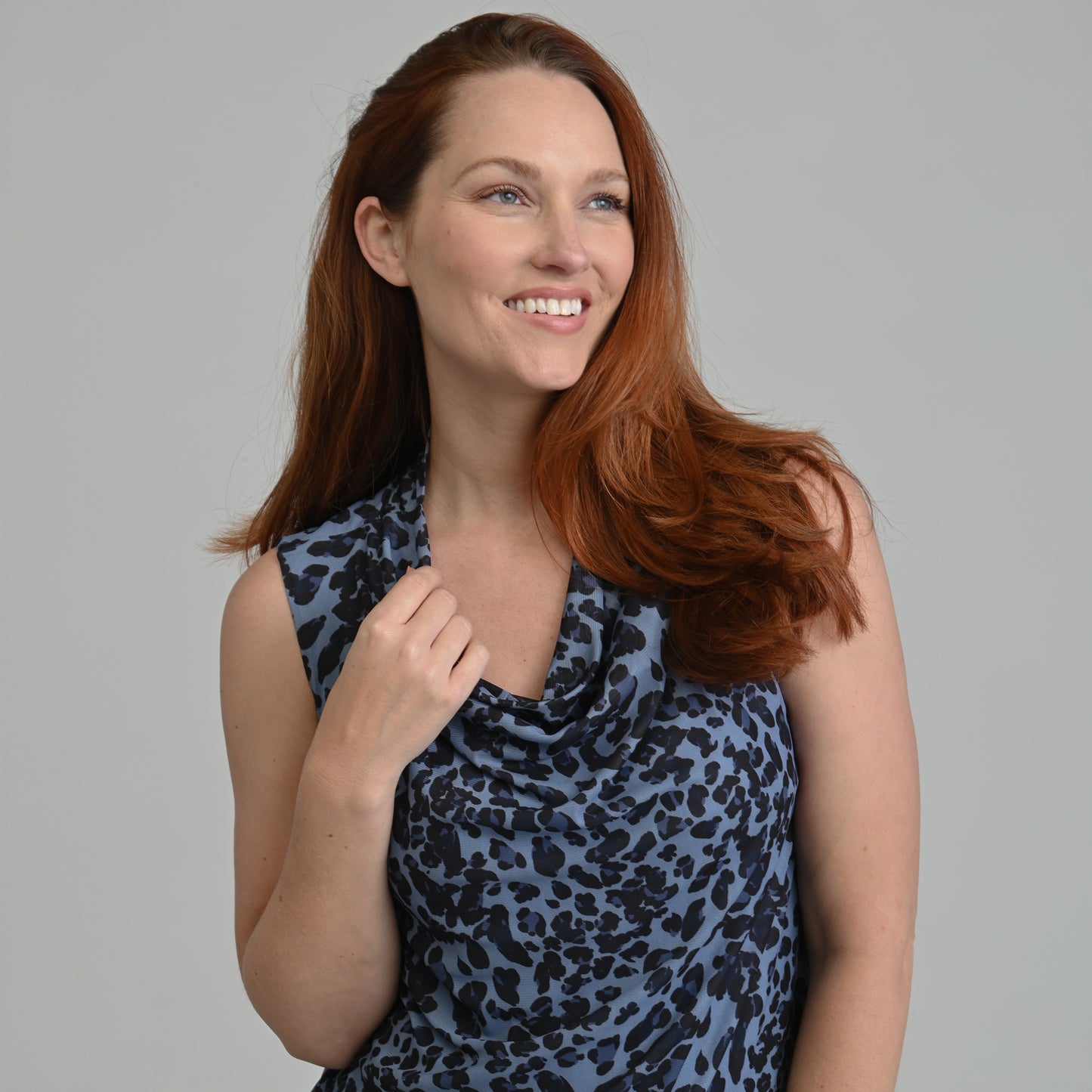 Atmosphere Blue Neckline Detail Missy