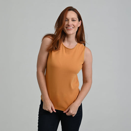 Sleeveless Crew Neck Satin Trim Missy Perfect Tank