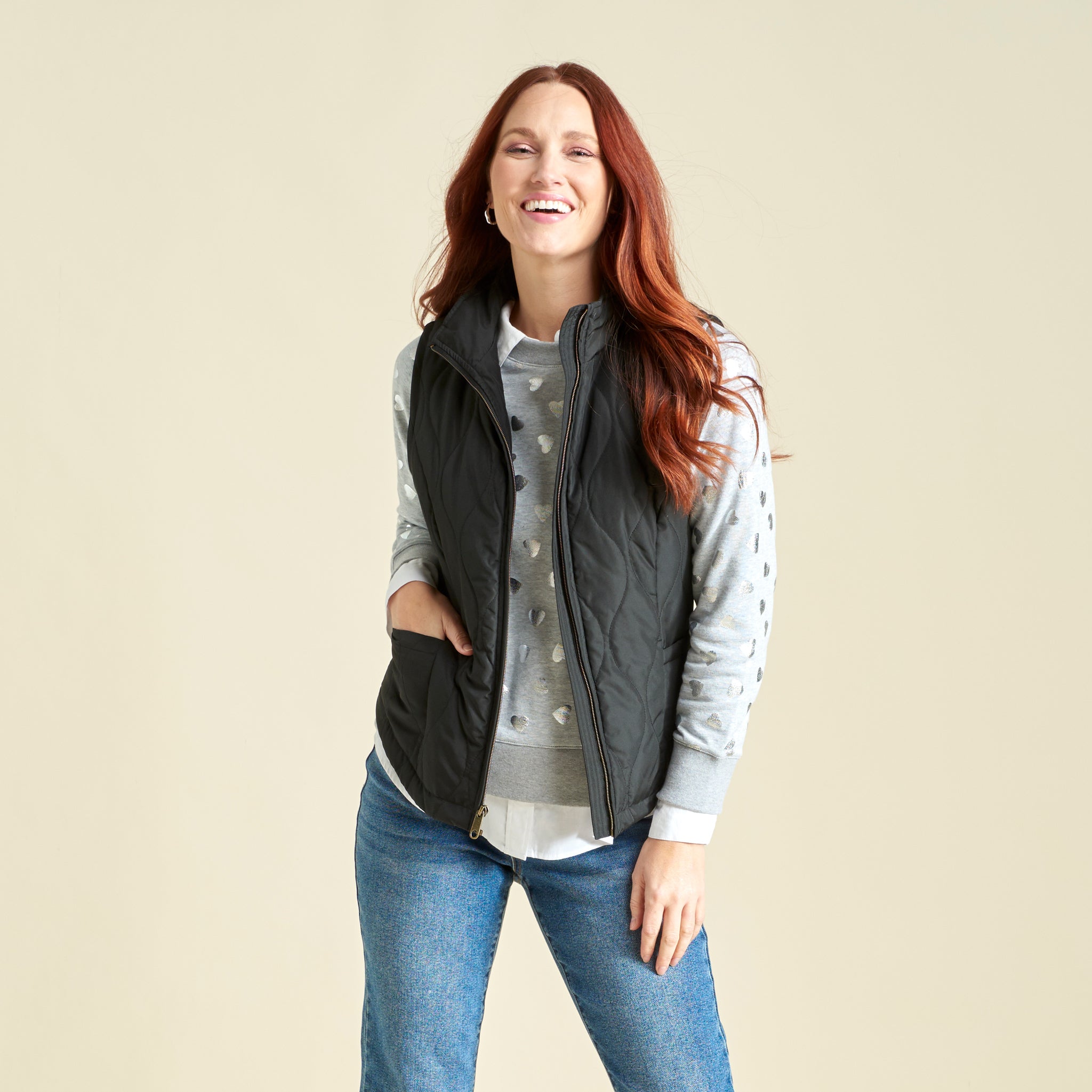 Quilted Zip Front Solid Vest – Christopher & Banks